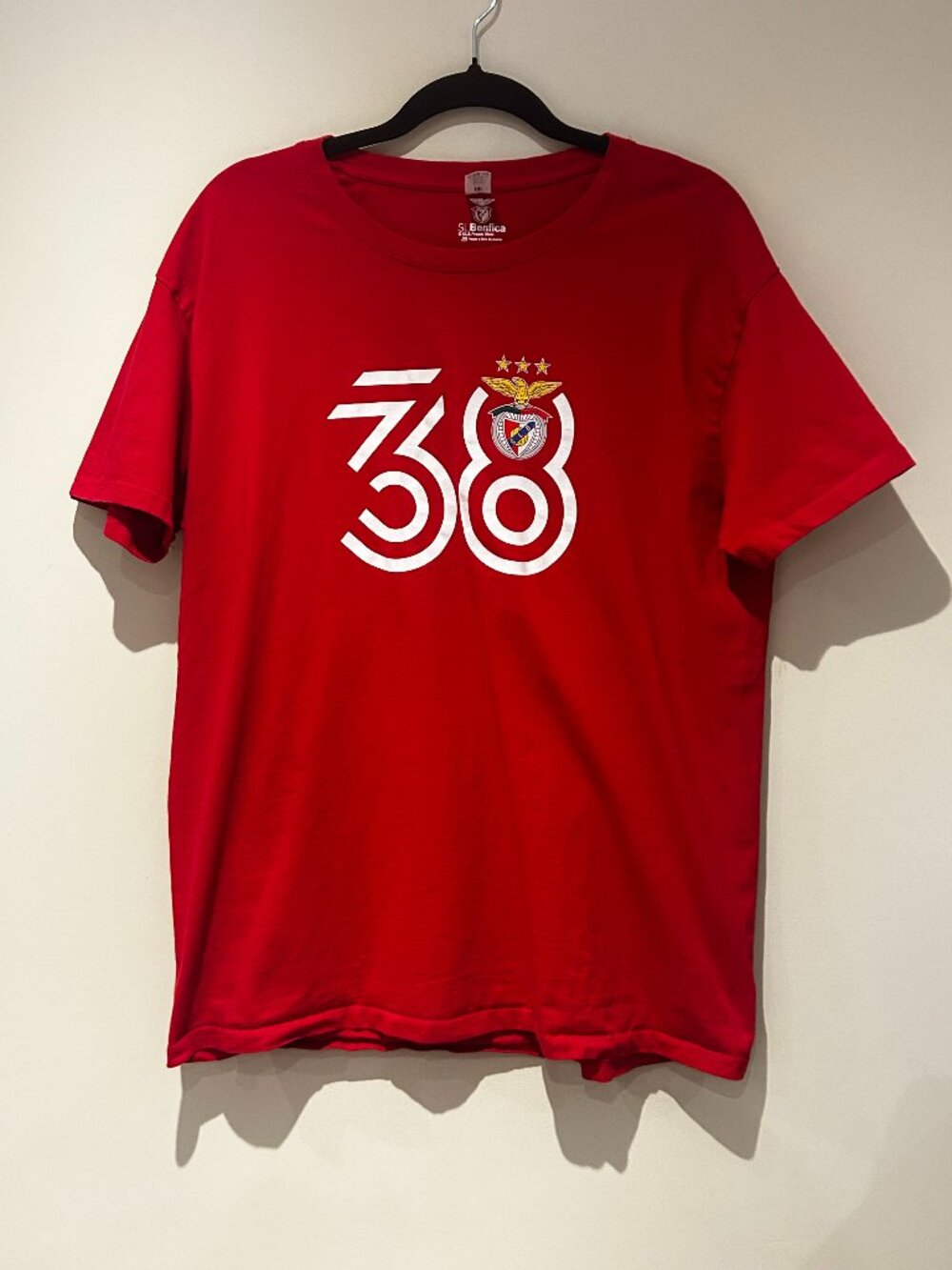 SL Benfica Campeões 38 Championship T-Shirt Red Official Fan Tee Size XL